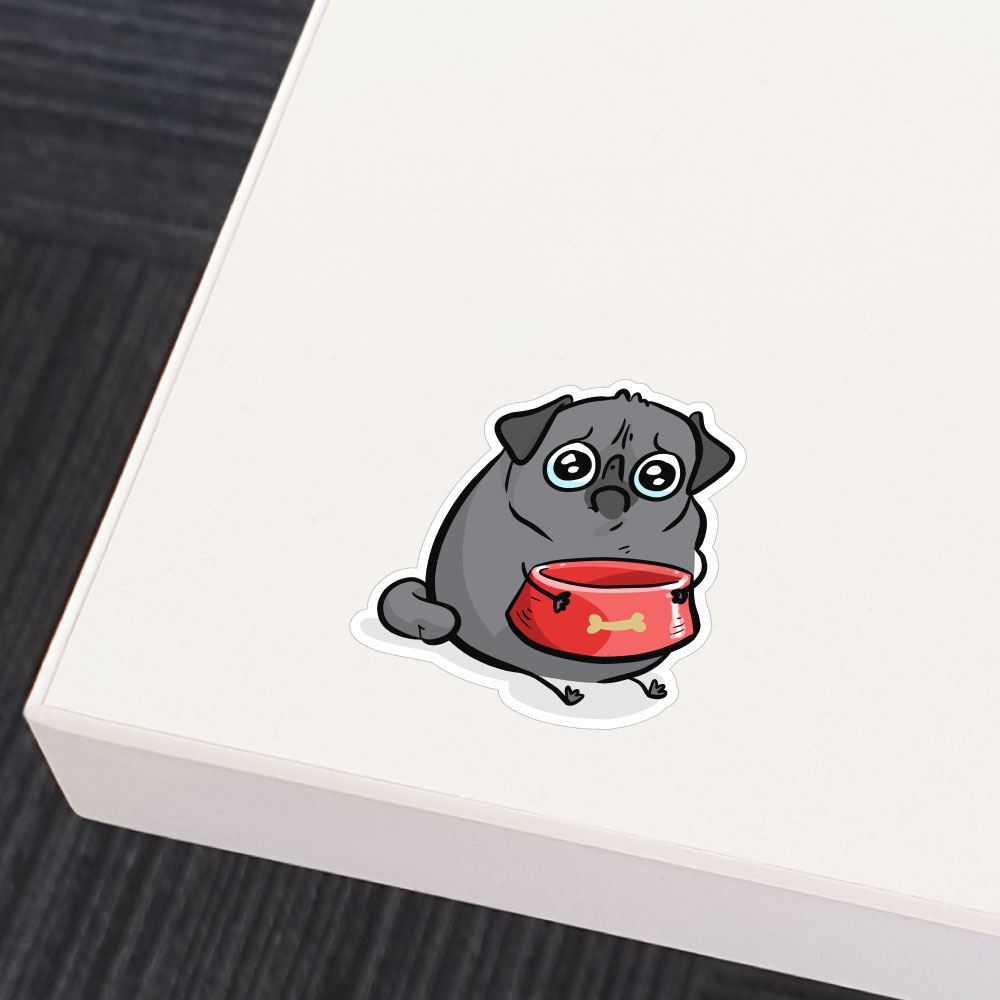 Sad Hungry Black Pug Sticker Decal