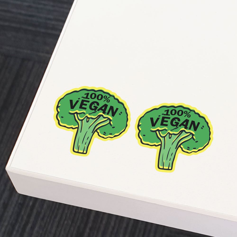 2X 100 Percent Vegan Broccoli Sticker Decal