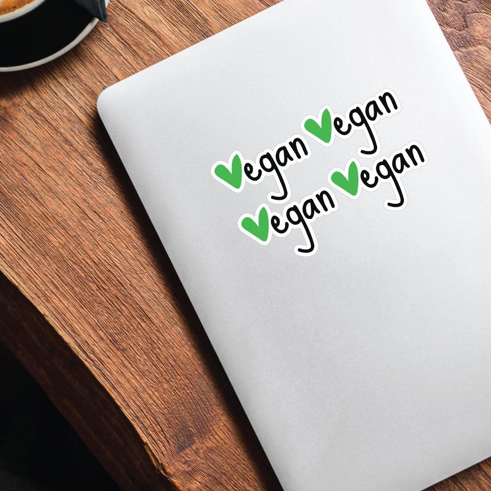 4X Green Heart Vegan Sticker Decal