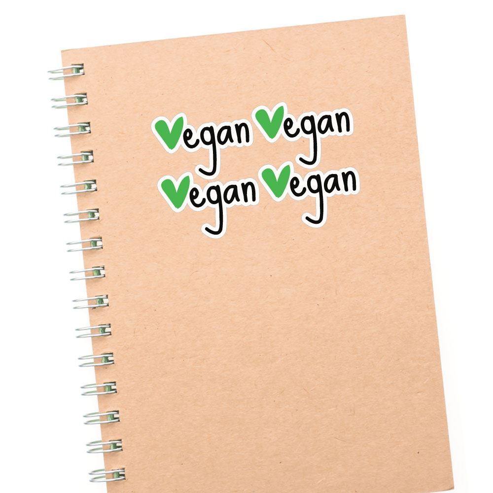 4X Green Heart Vegan Sticker Decal