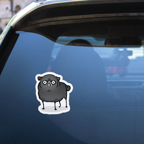 Angry Pug Black Sticker Decal