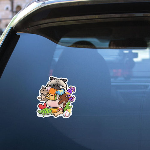 Stuffies Toys White Pug Sticker Decal