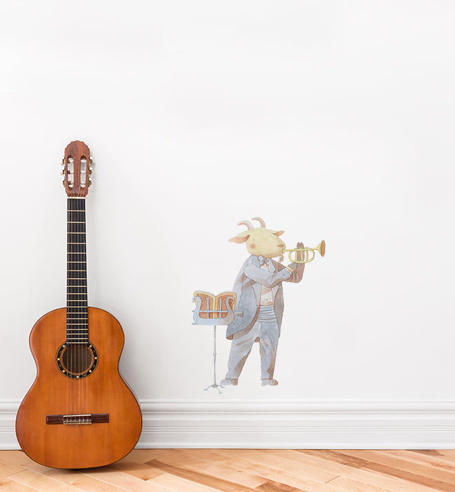 Goat Learning Trumpet Wall Sticker