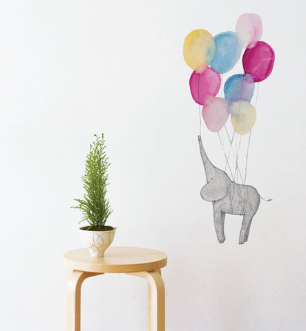 Elephant on Balloons Wall Sticker