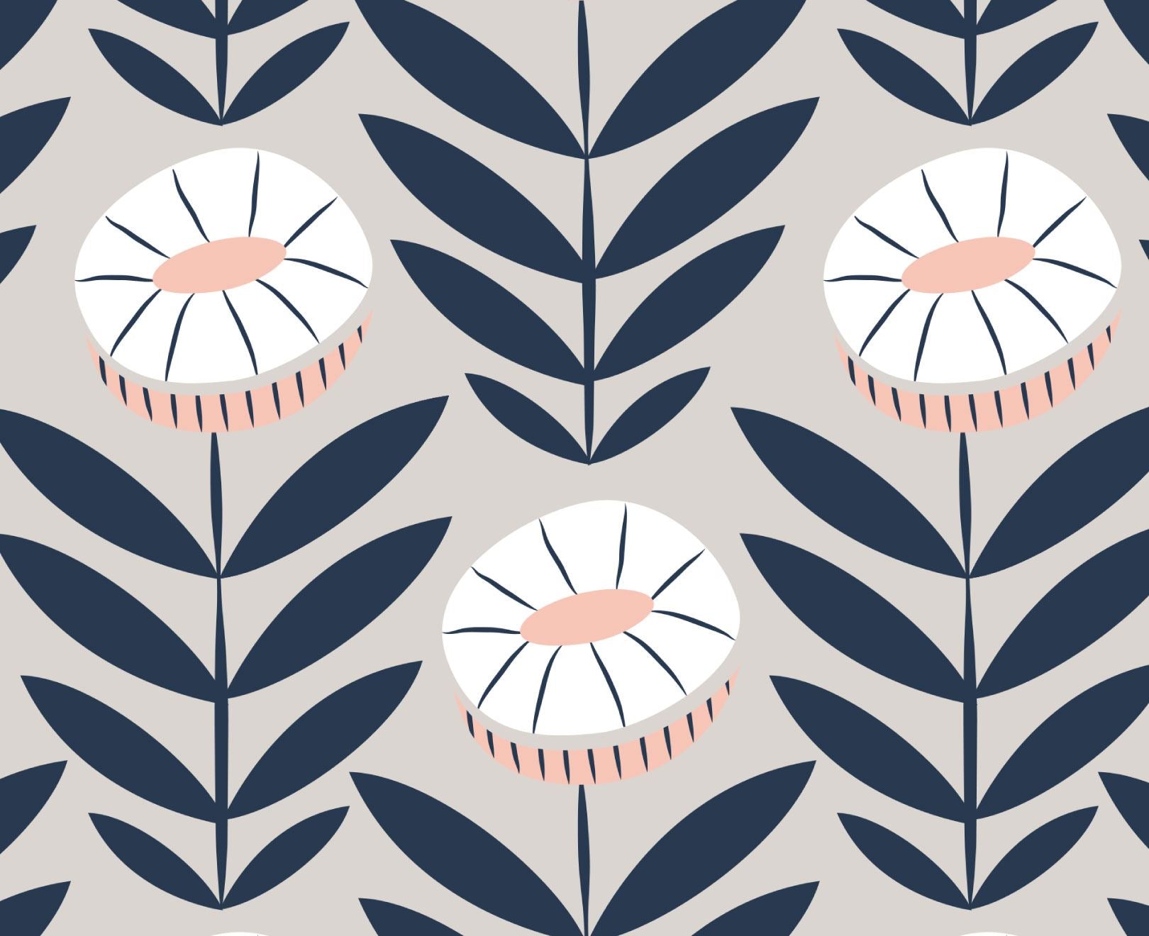 Blue Floral March Wallpaper