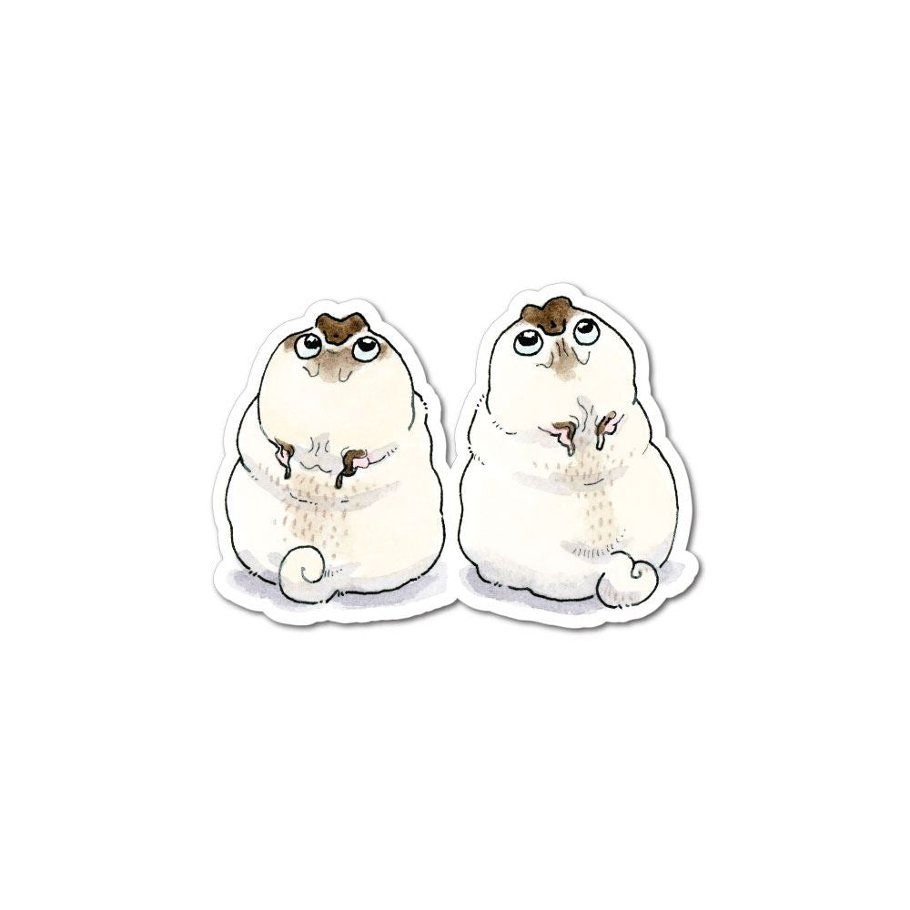 Two Pugs Staring Into The Sky Sticker Decal