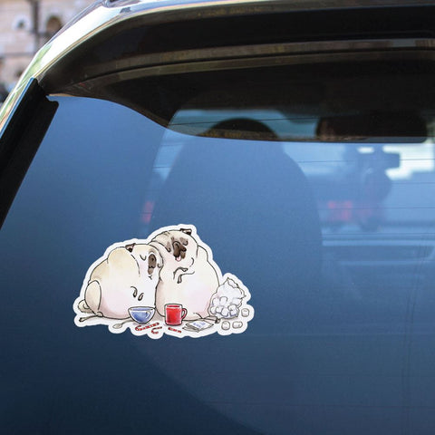 Hot Choco And A Movie Pugs Sticker Decal