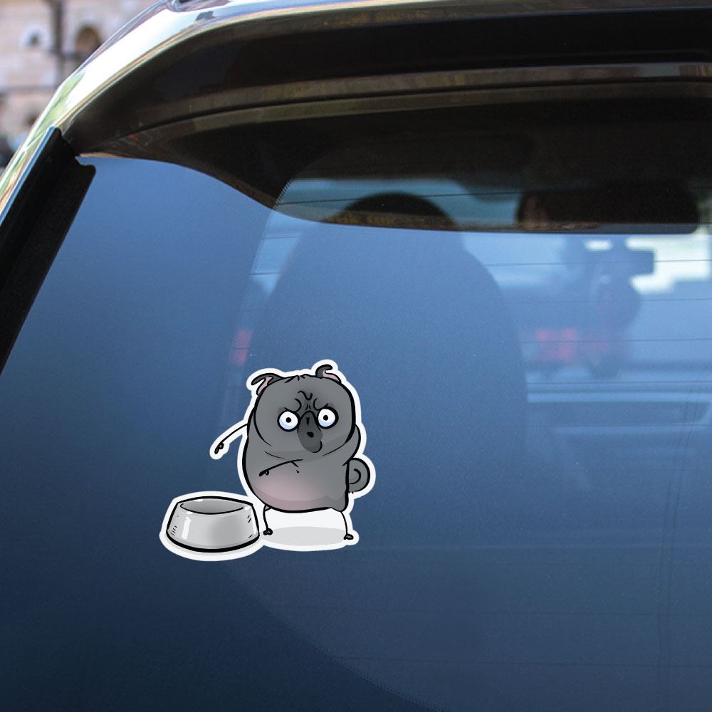 Empty Bowl Black Pug Sticker Decal