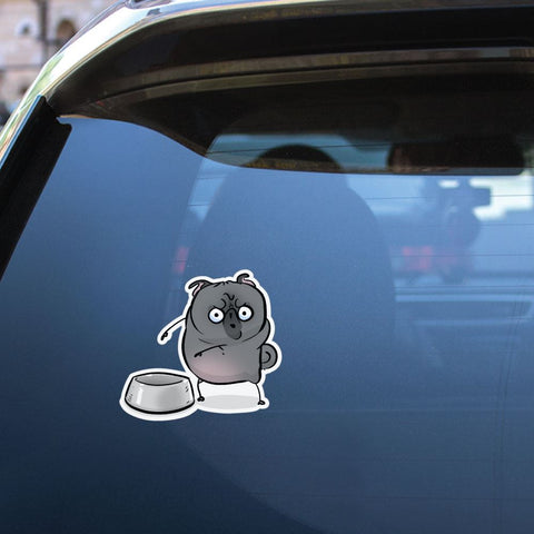 Empty Bowl Black Pug Sticker Decal