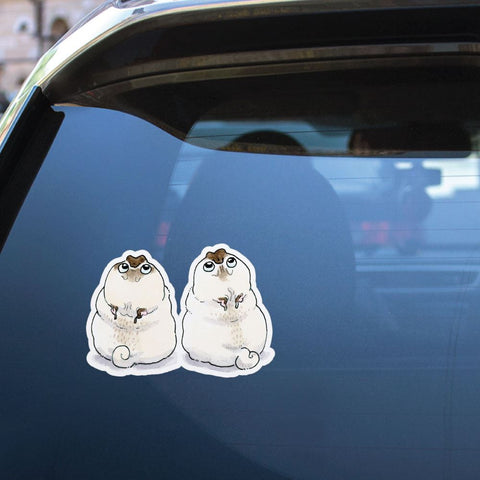 Two Pugs Staring Into The Sky Sticker Decal