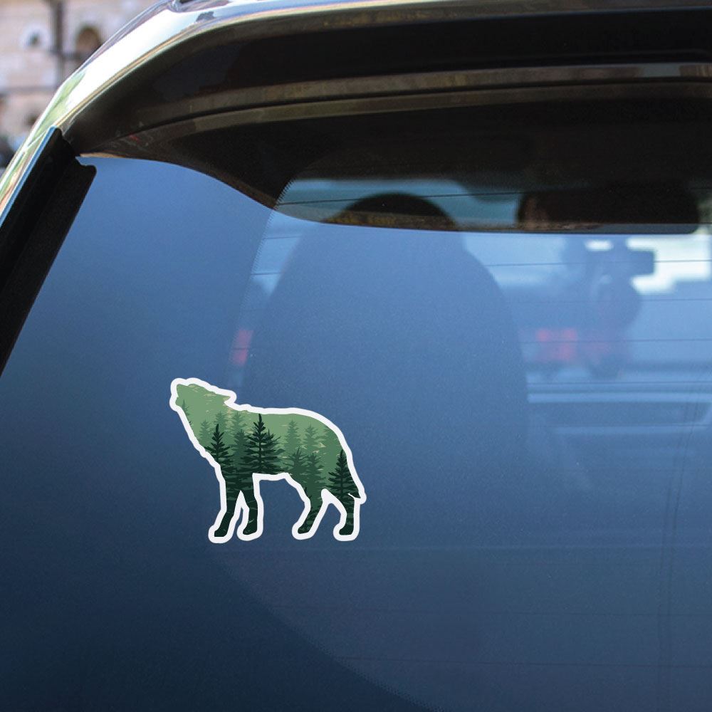 Wolf Silhouette Forest Sticker Decal