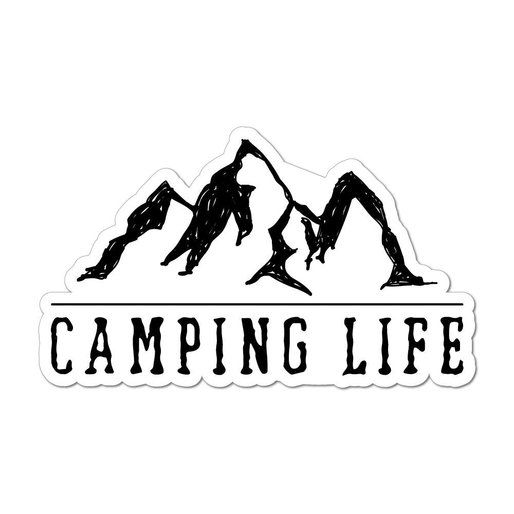 Camping Life Mountains Travel Road Trip Campervan Outdoors Car Sticker Decal