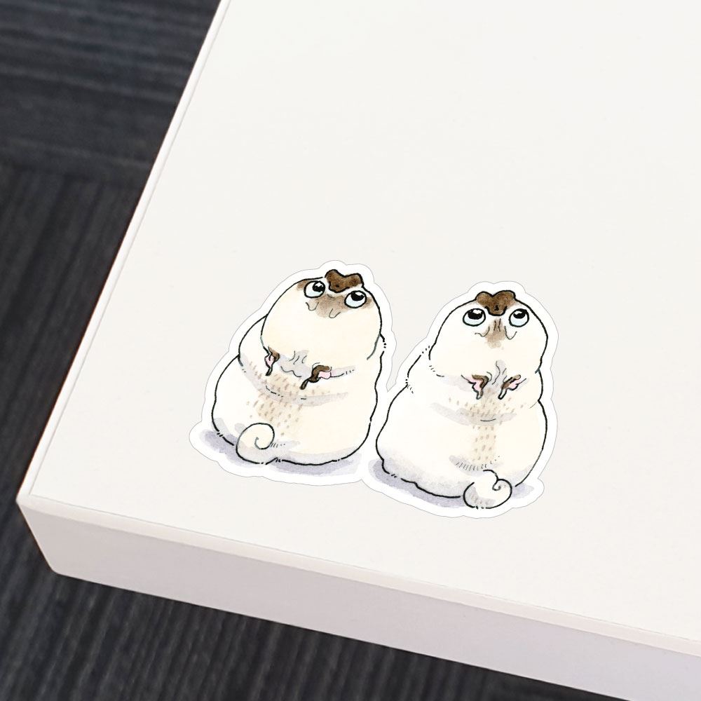 Two Pugs Staring Into The Sky Sticker Decal