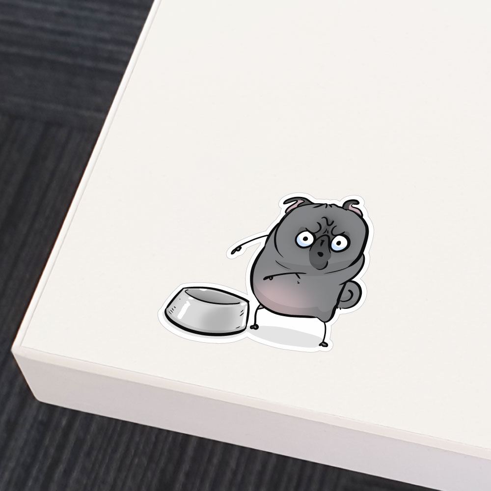 Empty Bowl Black Pug Sticker Decal