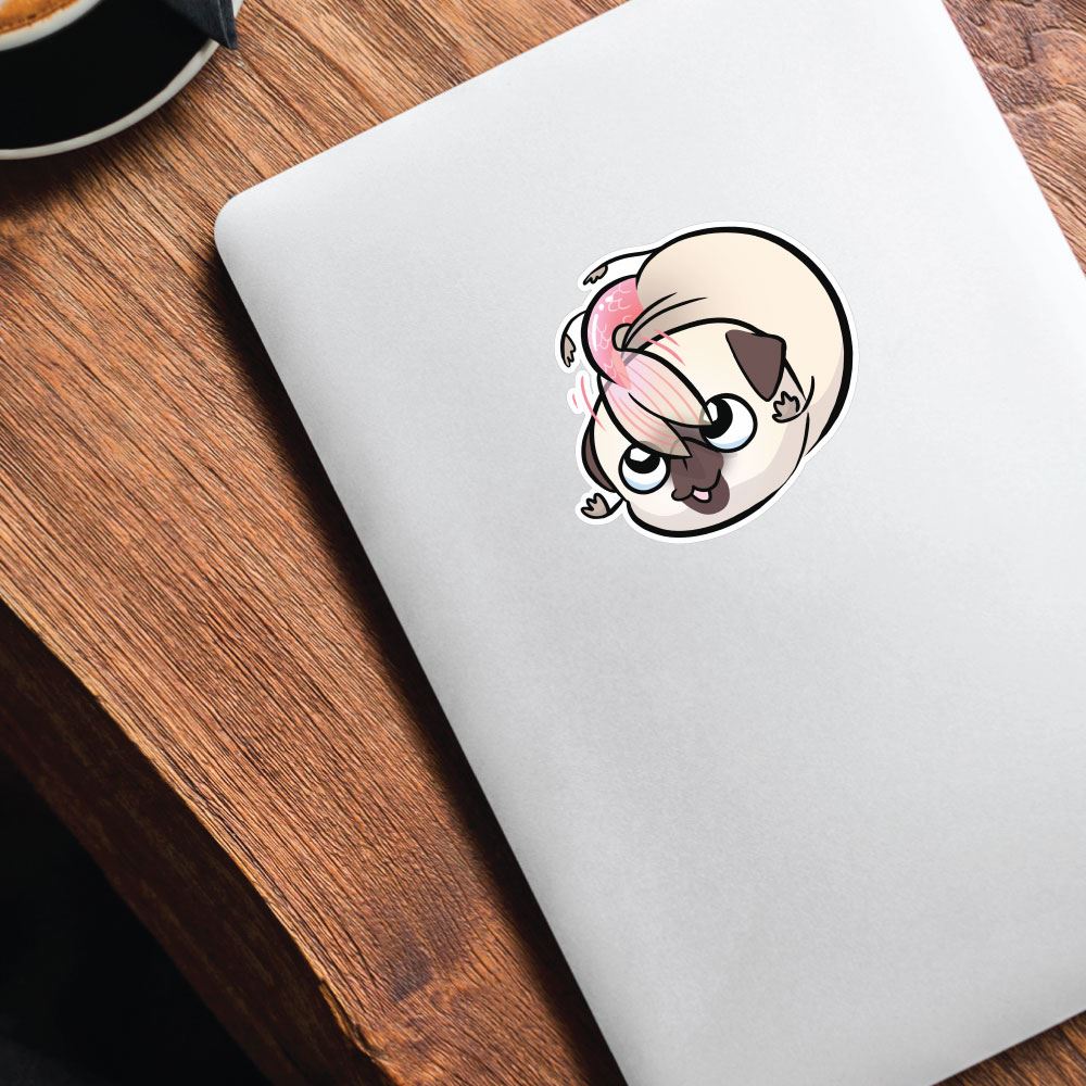 Pug Mermaid Swirly Twirly White Sticker Decal