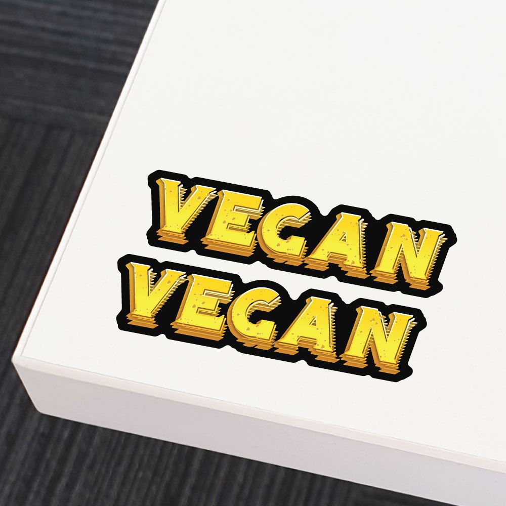 2X Vegan Yellow Text Sticker Decal