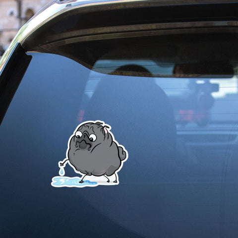 Puddle Black Pug Sticker Decal