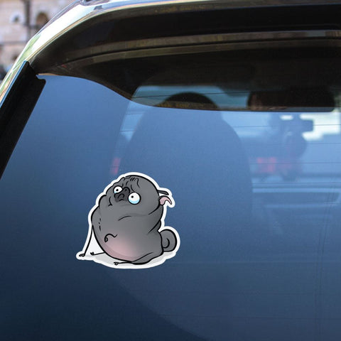 Wtf Black Pug Sticker Decal