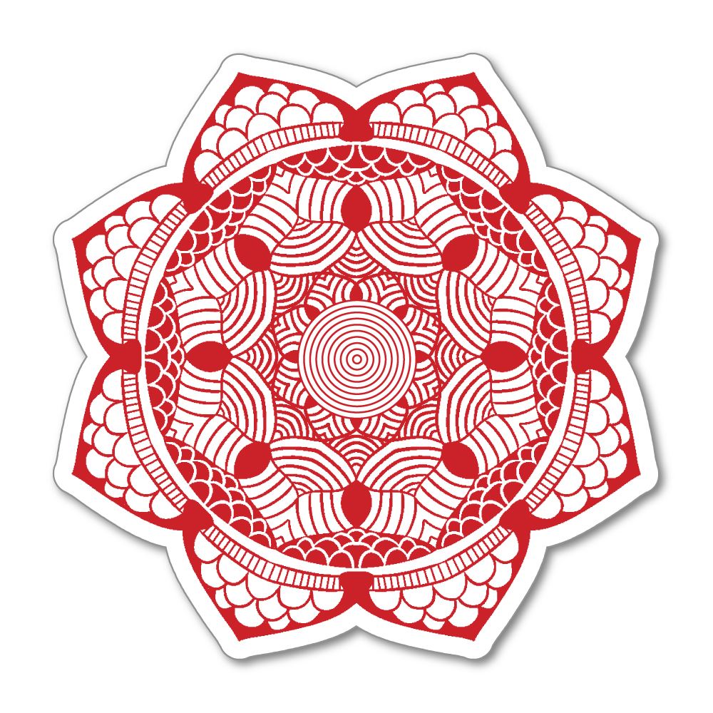 Red Mandala Flower  Sticker Decal