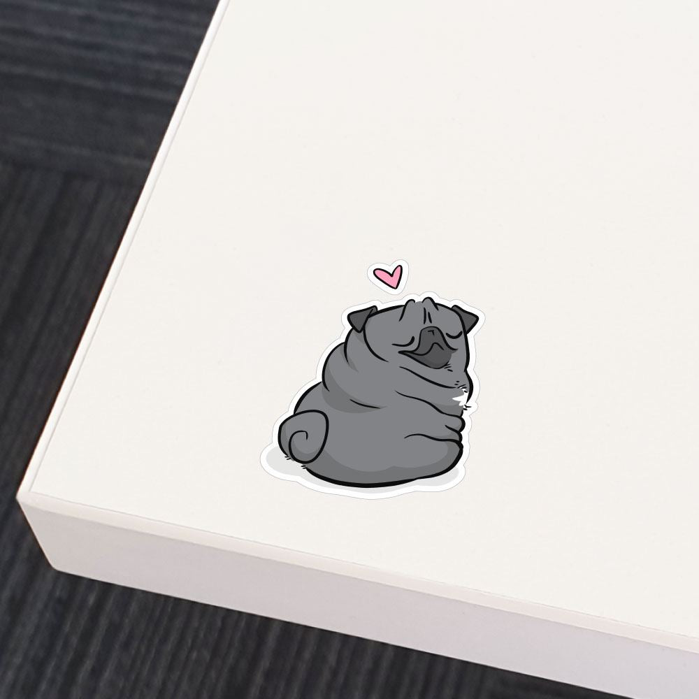 Love Rolls Black Pug Sticker Decal