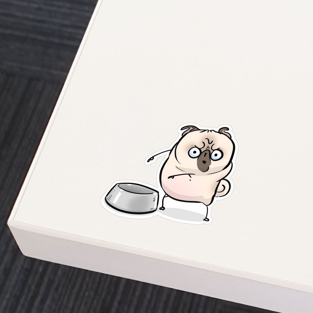 Empty Bowl White Pug Sticker Decal