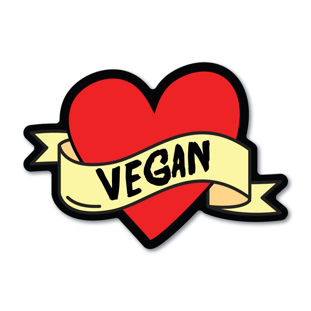 Vegan Heart Tattoo Style Sticker Decal