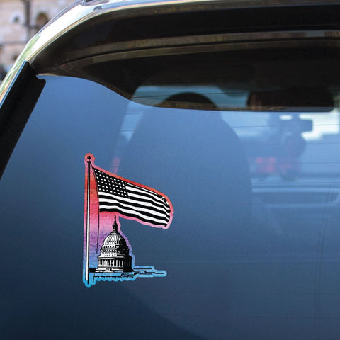 Vintage American Flag White House Usa Sticker Decal