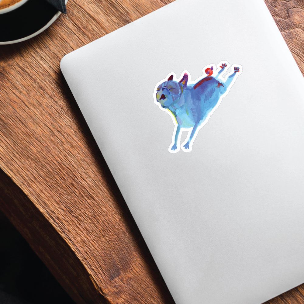 Paint Pugs Blue Leaper Sticker Decal