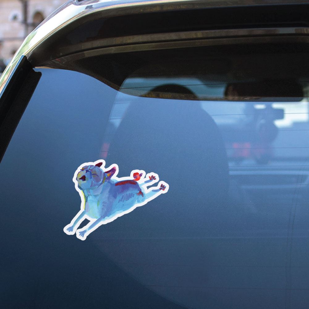 Paint Pugs Blue Leaper Sticker Decal