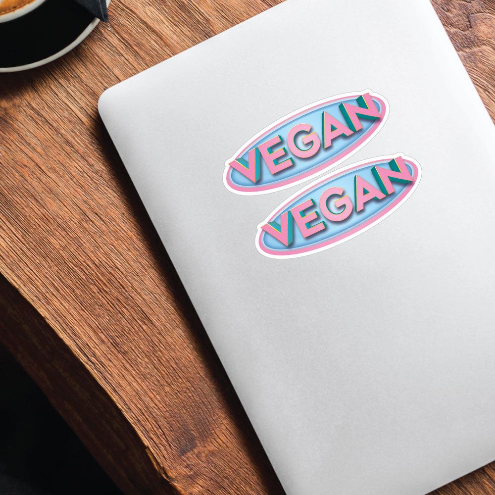 2X Vegan Pink Badge Sticker Decal