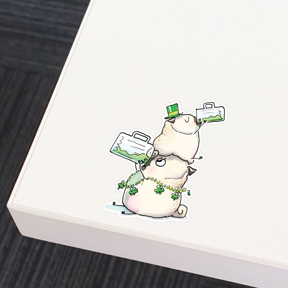 Saint Patricks Day Pugs Sticker Decal