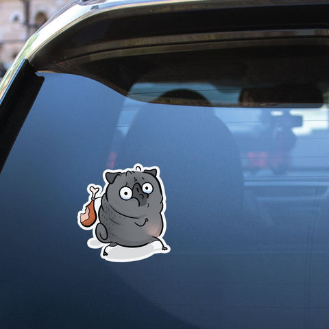 Chicken Thief Black Pug Sticker Decal