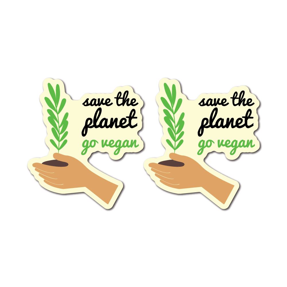 2X Save The Planet Go Vegan Sticker Decal