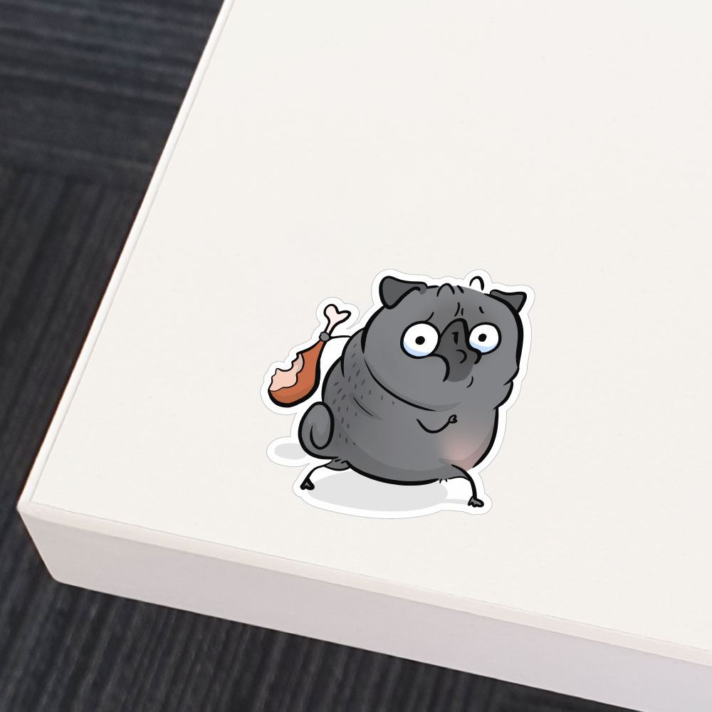 Chicken Thief Black Pug Sticker Decal
