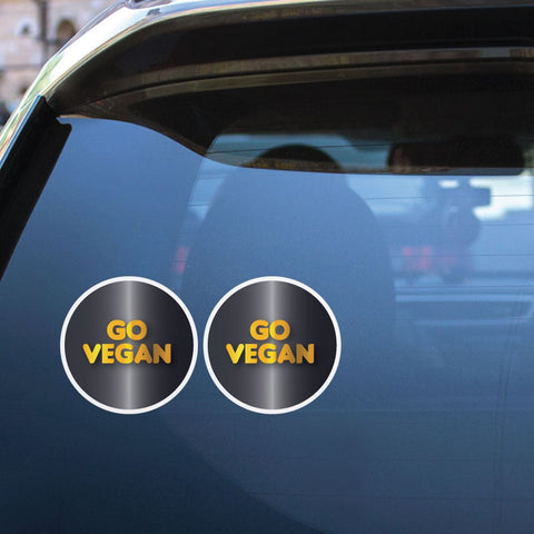 2X Go Vegan Golden Text Sticker Decal