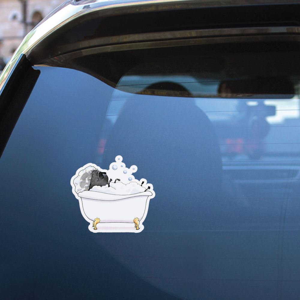 Pug In A Tub Sticker Decal