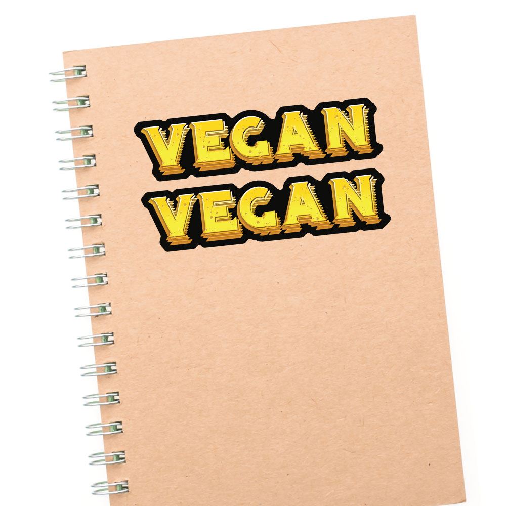 2X Vegan Yellow Text Sticker Decal