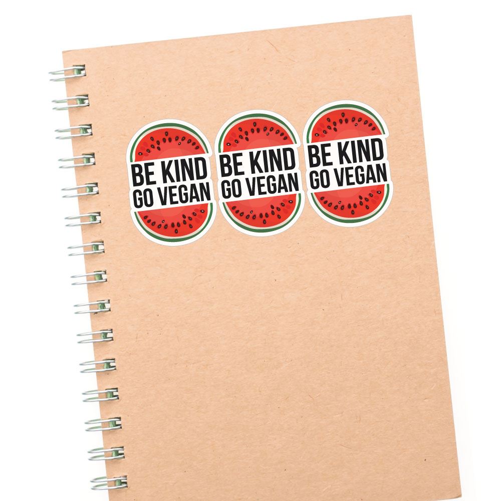 3X Be Kind Go Vegan Watermelon Sticker Decal