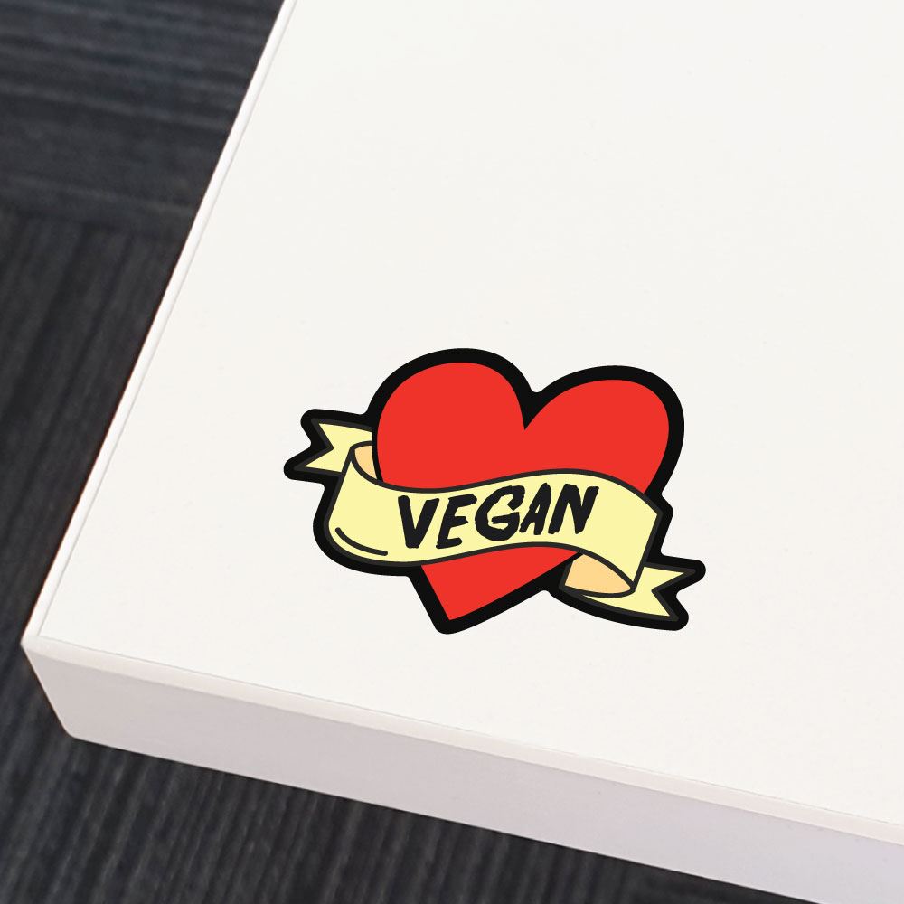 Vegan Heart Tattoo Style Sticker Decal