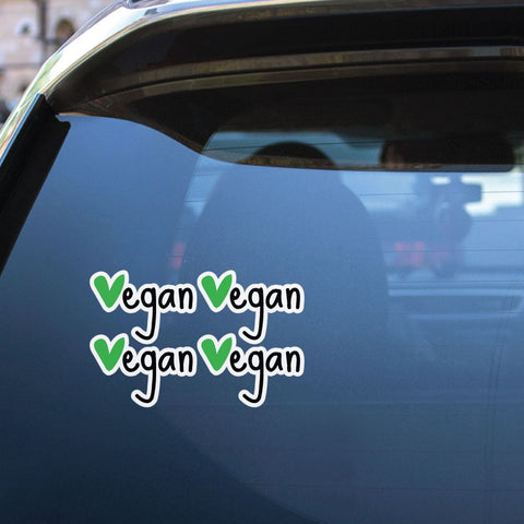 4X Green Heart Vegan Sticker Decal