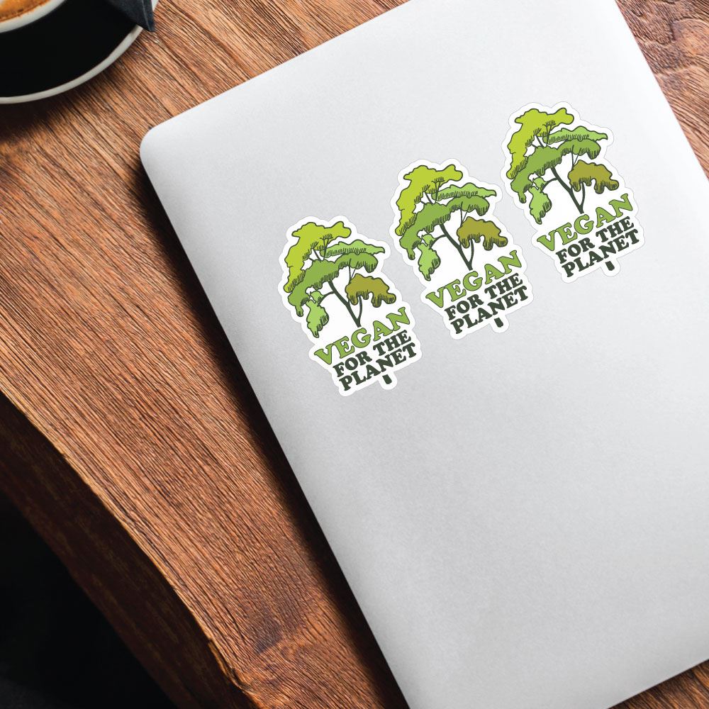 3X Vegan For The Planet Tree Sticker Decal
