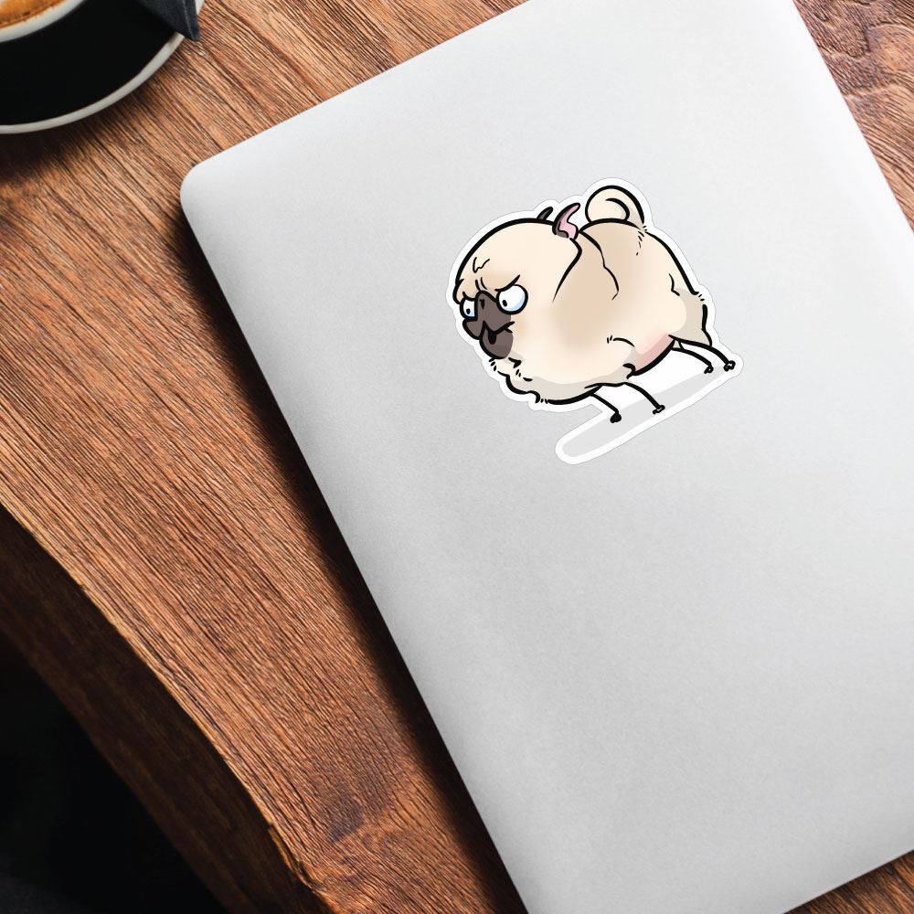 Fury White Pug Sticker Decal