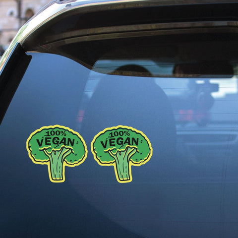 2X 100 Percent Vegan Broccoli Sticker Decal