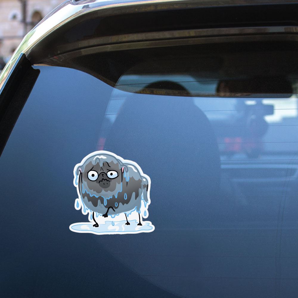 Rain Black Pug Sticker Decal