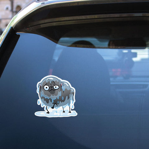 Rain Black Pug Sticker Decal