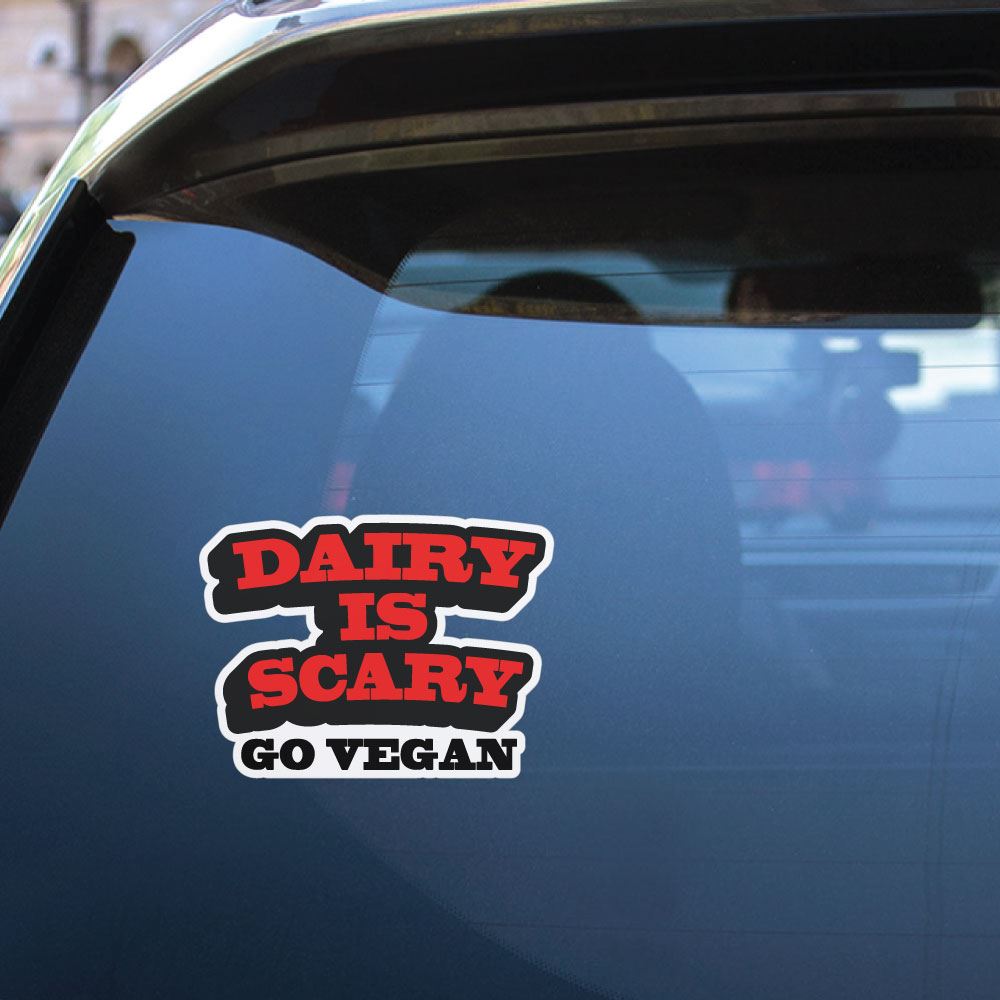 Dairy Is Scary Go Vegan Sticker Decal