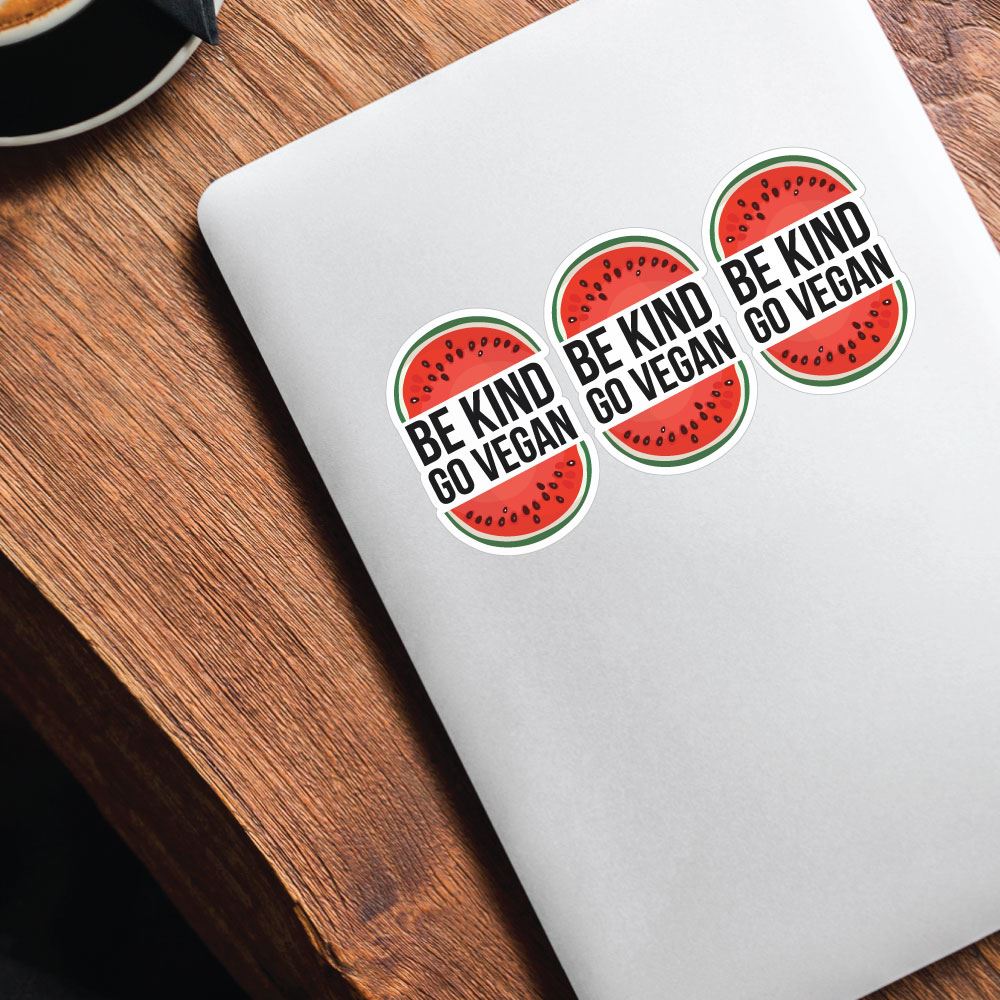 3X Be Kind Go Vegan Watermelon Sticker Decal