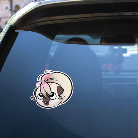 Pug Mermaid Swirly Twirly White Sticker Decal