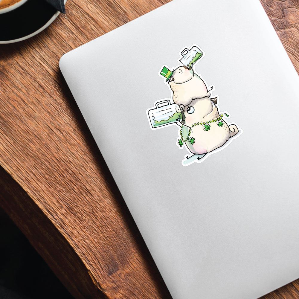 Saint Patricks Day Pugs Sticker Decal