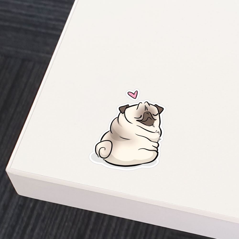 Love Rolls White Pug Sticker Decal